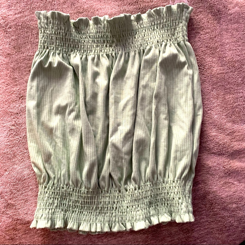 Pistachio Sleeveless Smocked Ribbed Knit Top